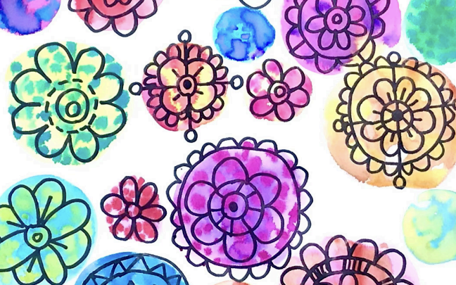 finished watercolor flower pattern