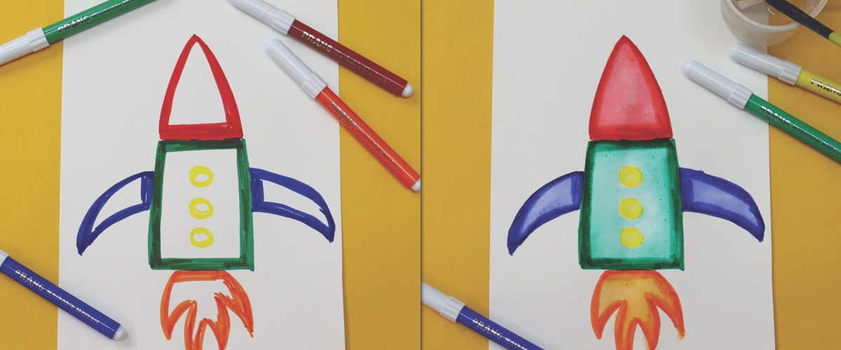 Watercolor-Markers-Rocket