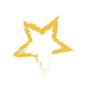 Golden star graphic with a jagged design and textured appearance.