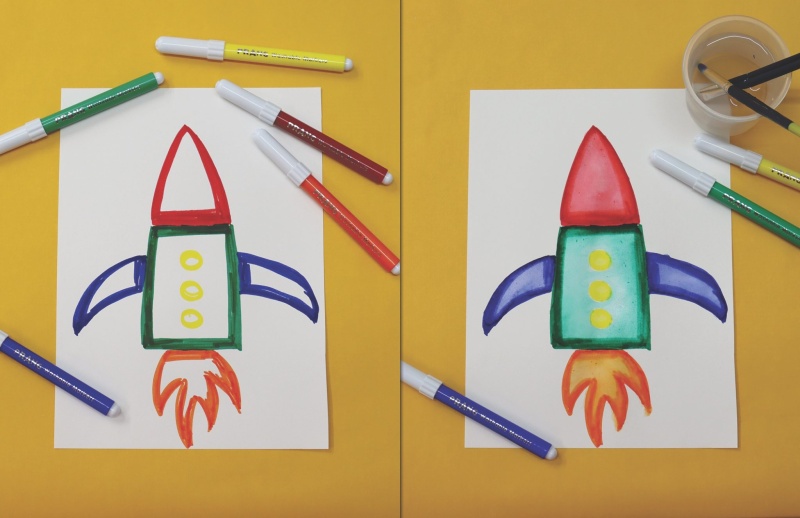 Watercolor-Markers-Rocket