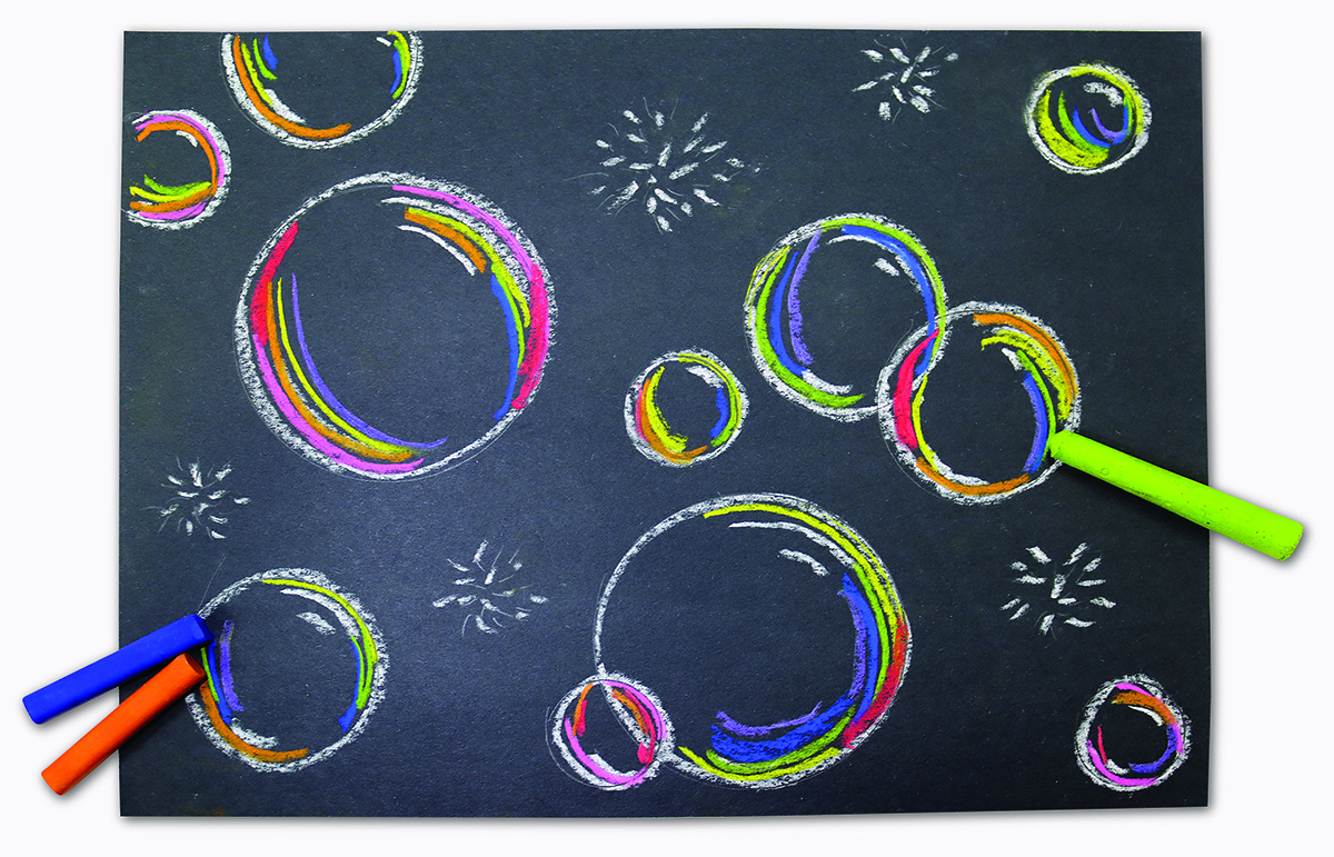 Chalk drawing of colorful bubbles