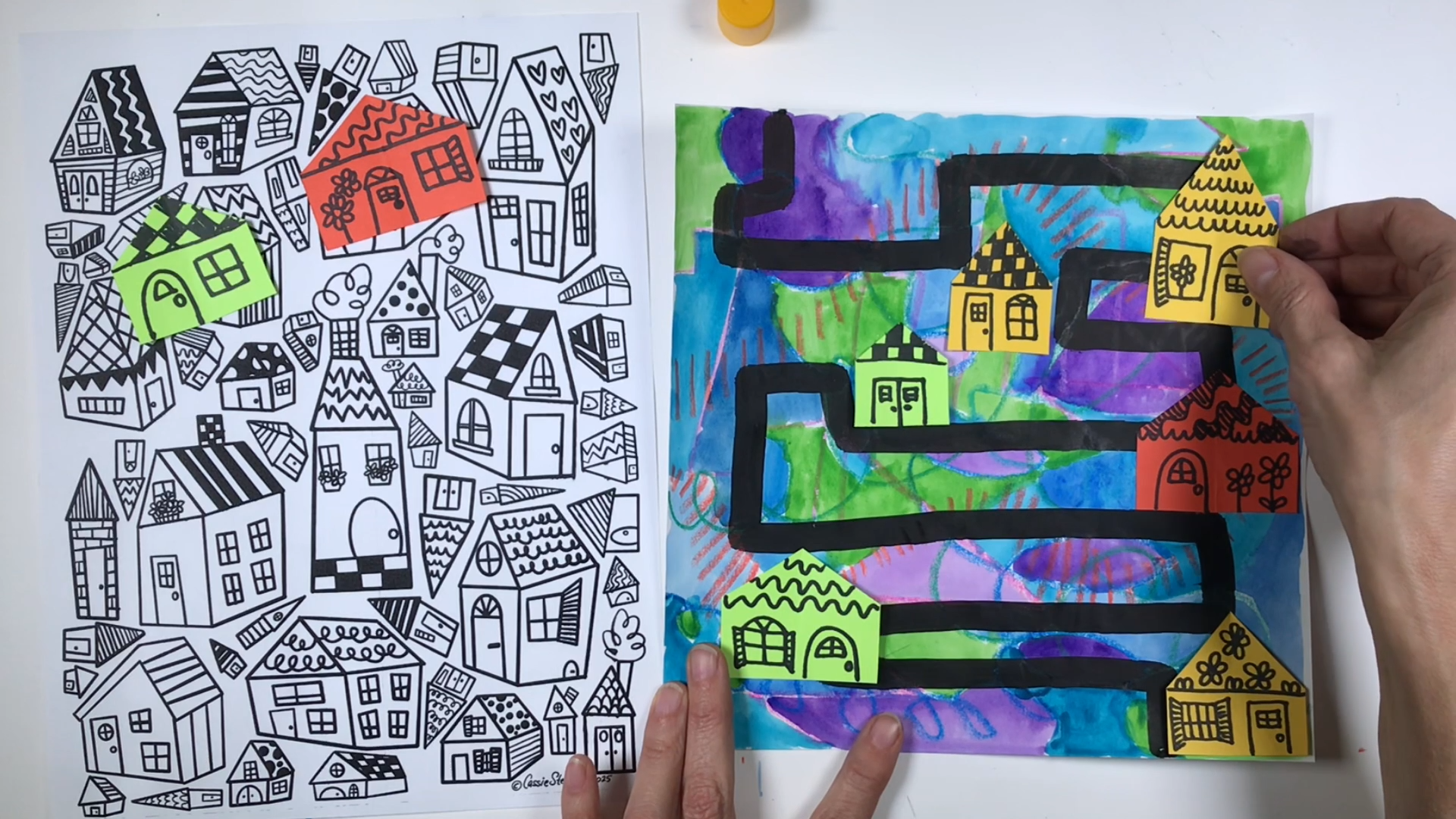 placing paper houses