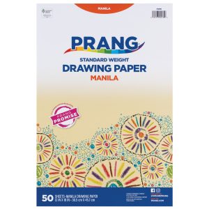 A package of Medium Weight Construction Paper, 12 x 18 inches. The cover features colorful, circular designs. Contains 50 sheets.