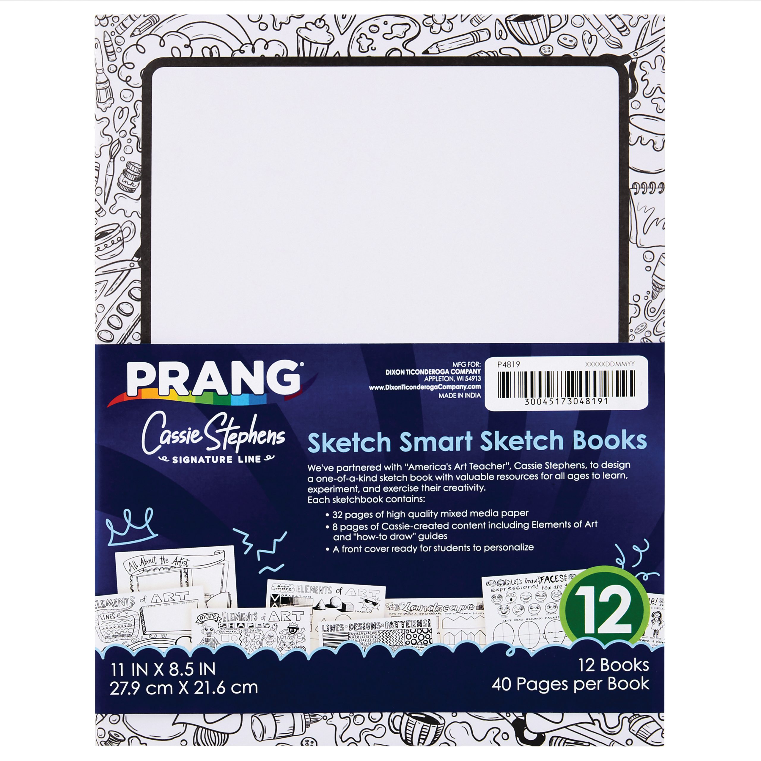 Prang (Formerly Art Street) Sketch Pad, 9 in x 12 in, Beginner Weight,  White, 100 Sheets